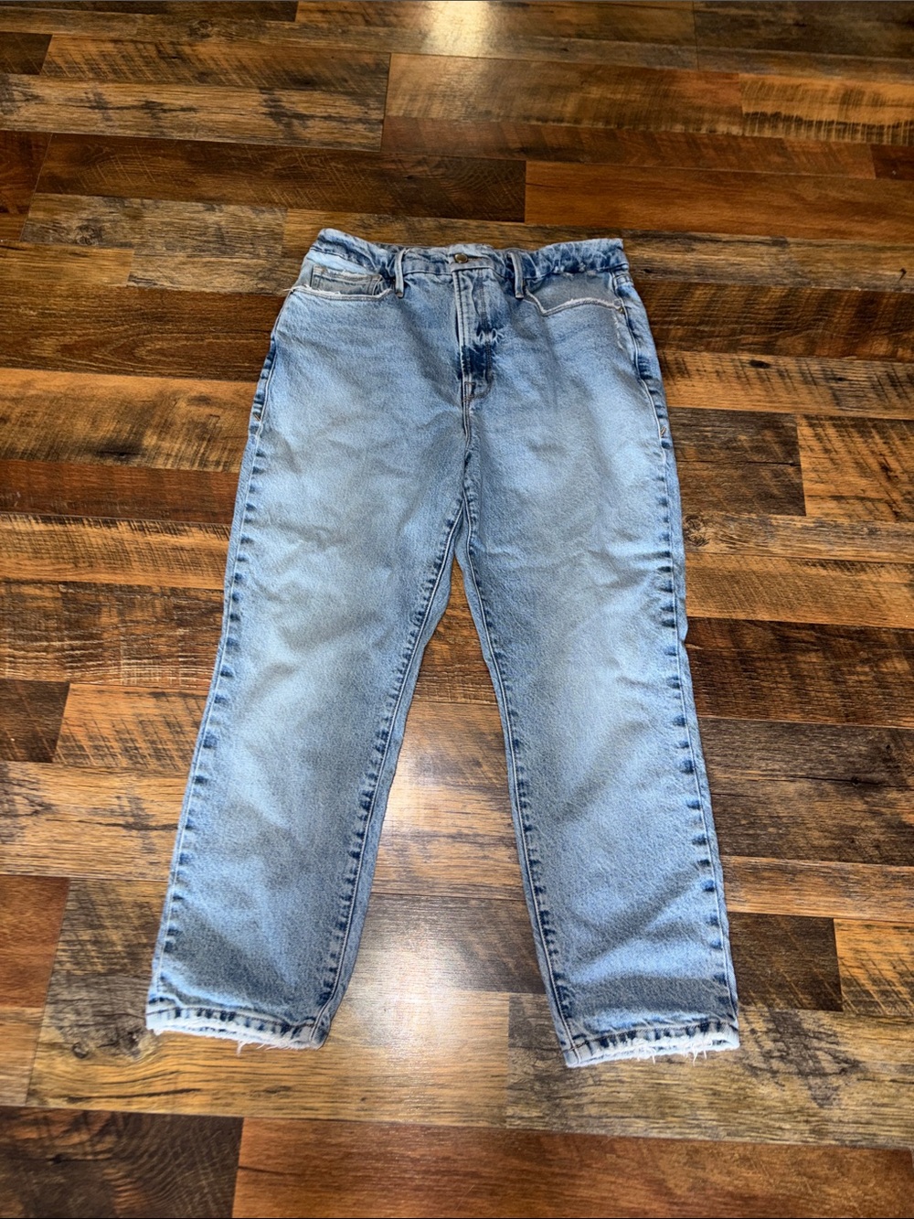 Good American Light Blue High-Rise Straight Leg Jeans